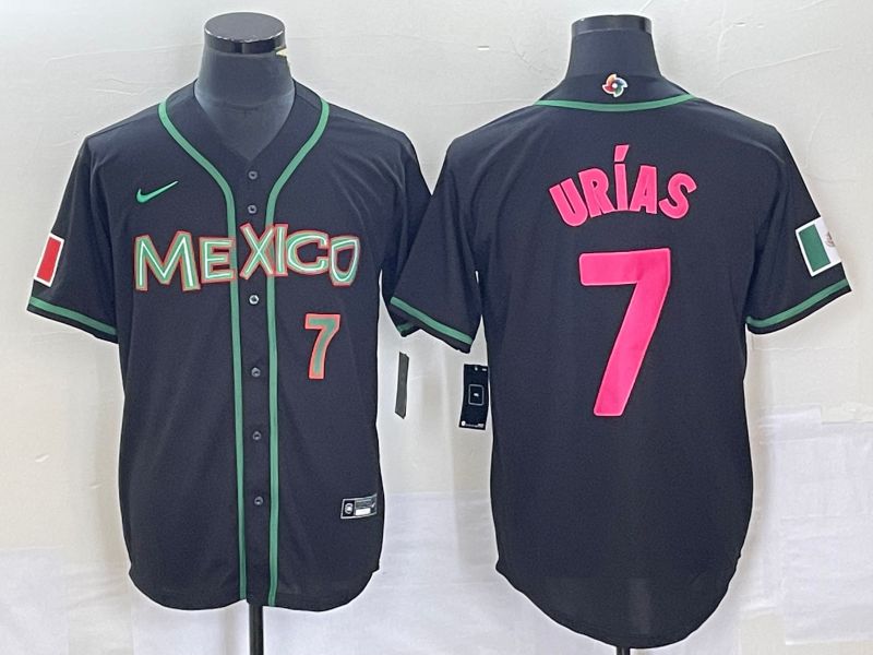 Men 2023 World Cub Mexico #7 Urias Black pink Nike MLB Jersey38->more jerseys->MLB Jersey